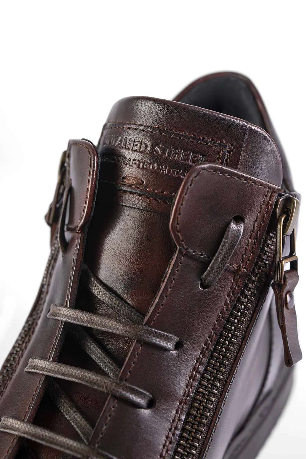 SOHO LOUNGE chestnut patina high sneakers.