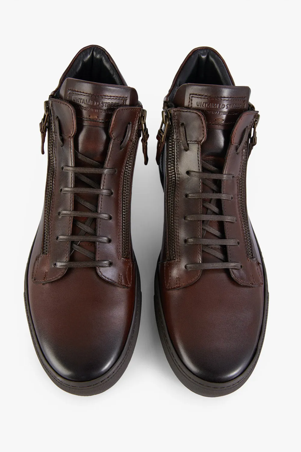 SOHO LOUNGE chestnut patina high sneakers.