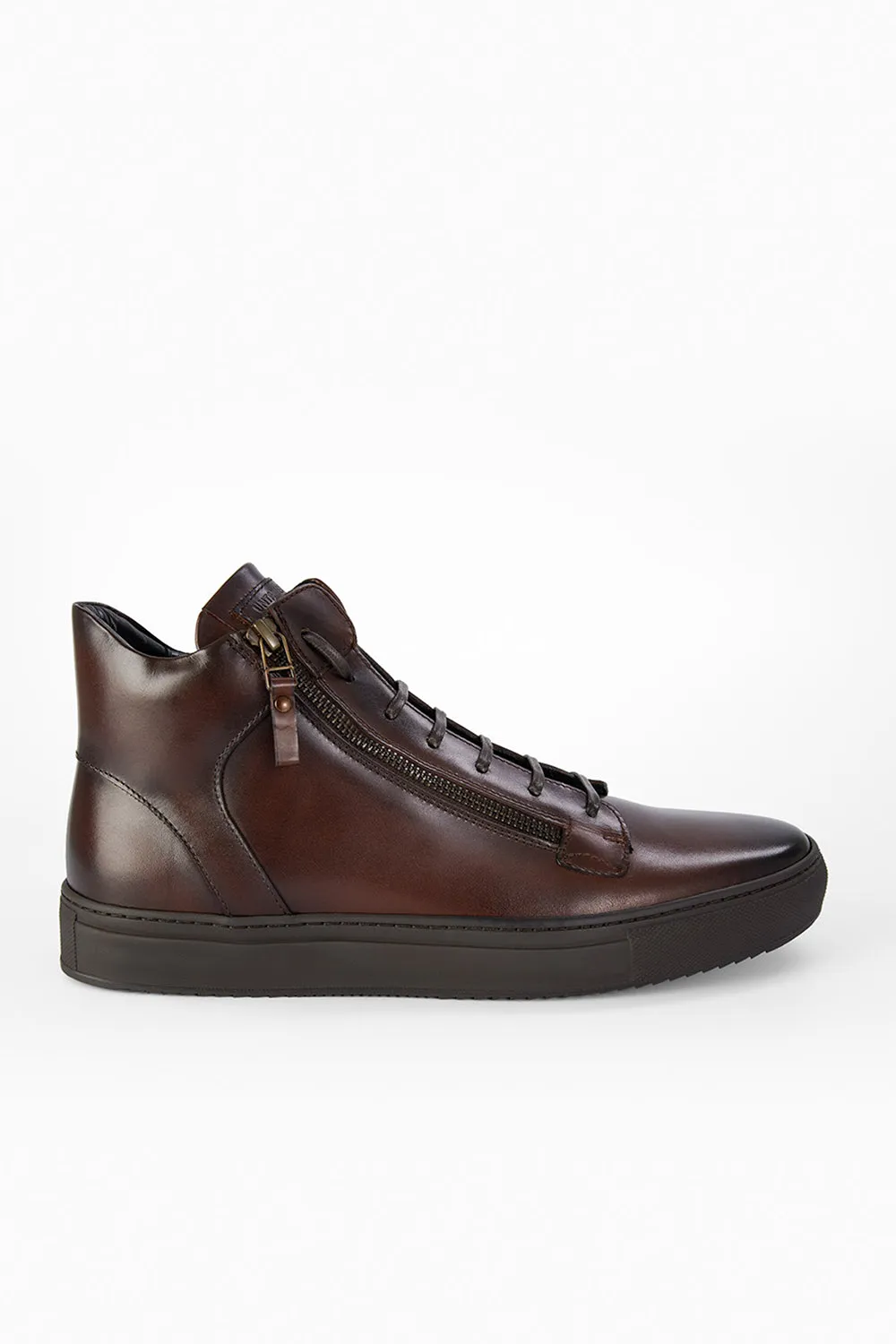SOHO LOUNGE chestnut patina high sneakers.