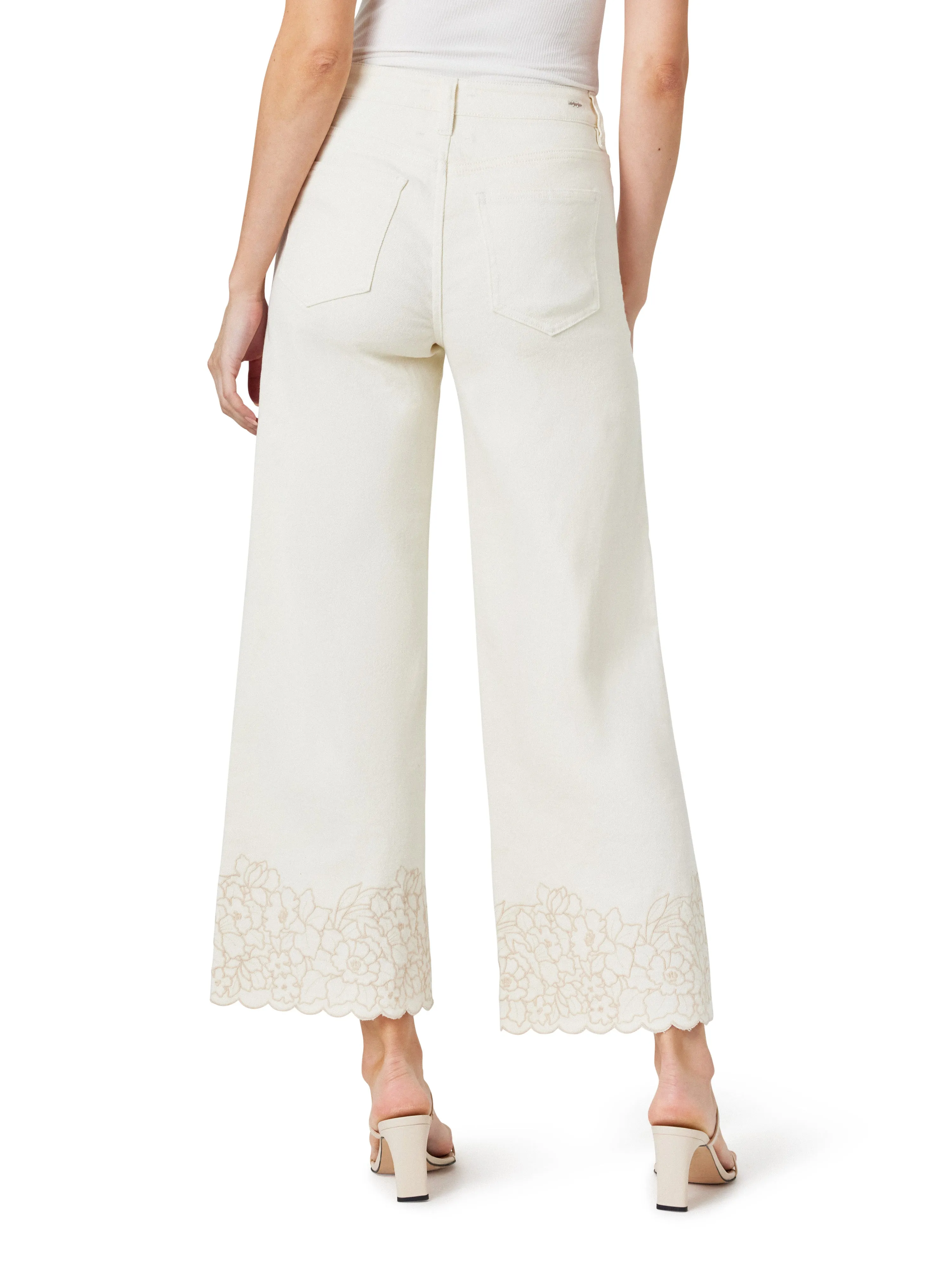 Wide Leg Embroidered Crop Jeans