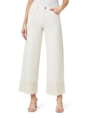 Wide Leg Embroidered Crop Jeans