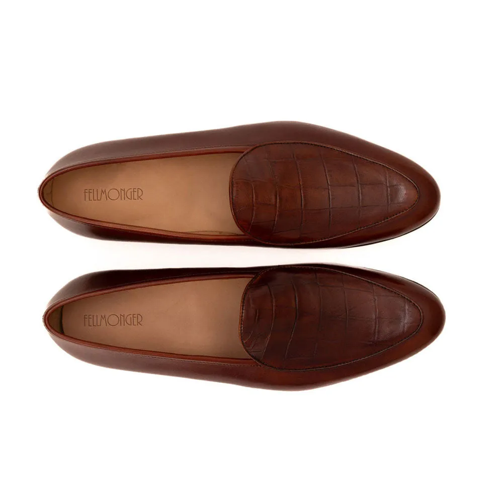 Wine Croco Vamp Belgian Loafers