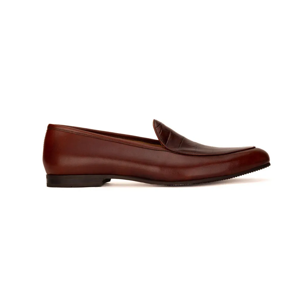 Wine Croco Vamp Belgian Loafers