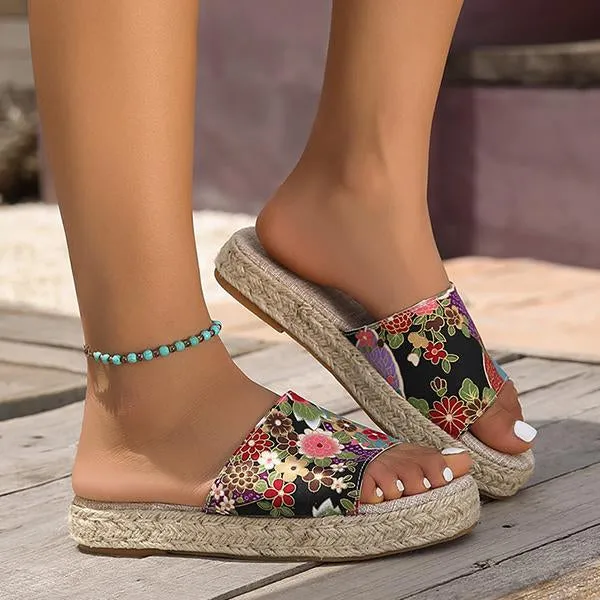 Women's Flower Casual Espadrille Slippers 58705143S