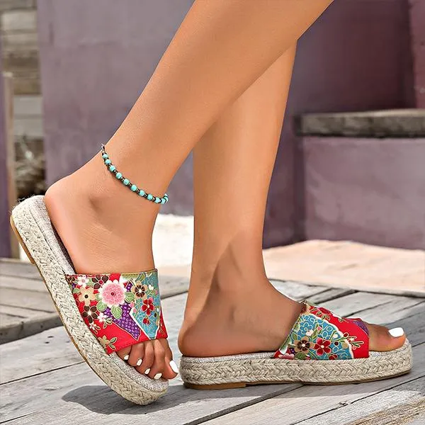 Women's Flower Casual Espadrille Slippers 58705143S