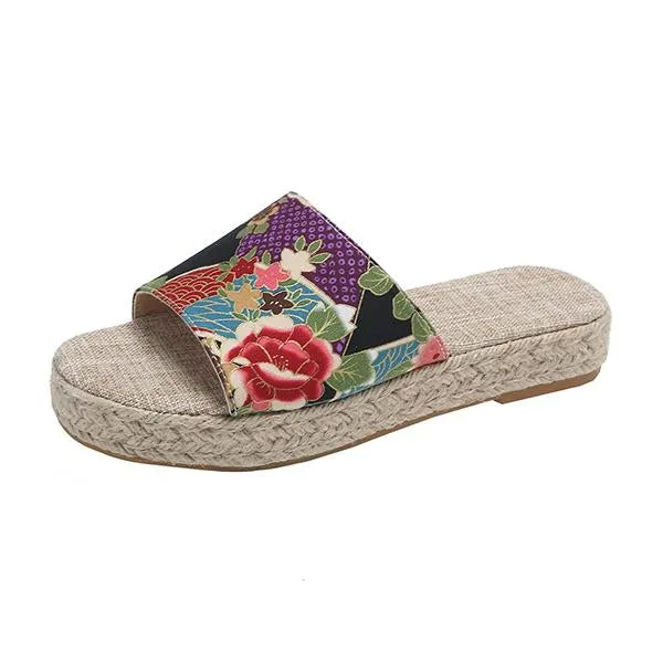 Women's Flower Casual Espadrille Slippers 58705143S