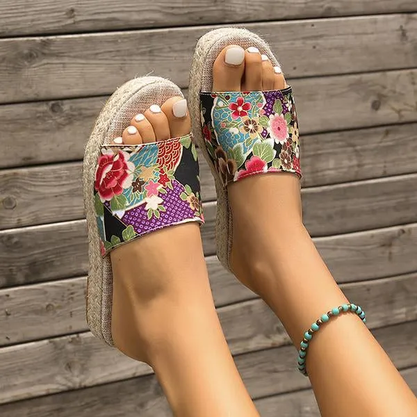 Women's Flower Casual Espadrille Slippers 58705143S
