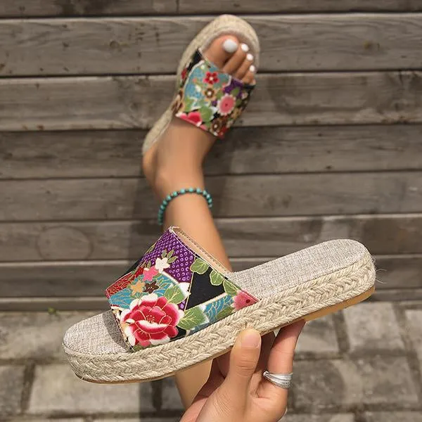 Women's Flower Casual Espadrille Slippers 58705143S