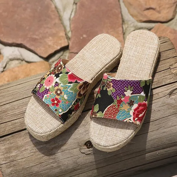 Women's Flower Casual Espadrille Slippers 58705143S